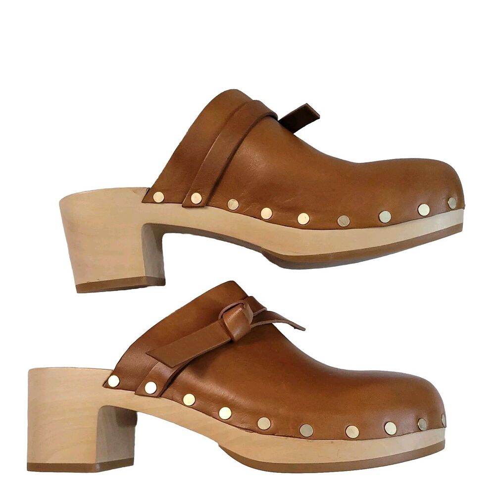 Loeffler Randall "Roberta" Low Heel Clogs Size 5 Brown Cognac Womens